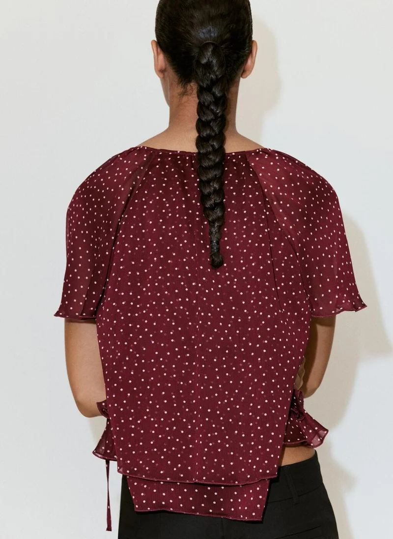 Mango Bow Polka-Dot Blouse