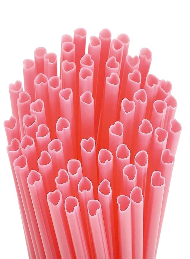 DingZan Pink Heart Shaped Straws, Individually Wrapped Disposable Pink Plastic StrawDrinking Straws for Valentine's Day, Wedding, Party, Birthday Party Decorations - Image 2