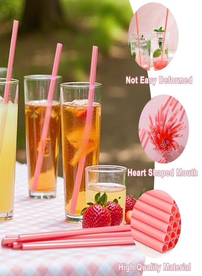 DingZan Pink Heart Shaped Straws, Individually Wrapped Disposable Pink Plastic StrawDrinking Straws for Valentine's Day, Wedding, Party, Birthday Party Decorations - Image 5