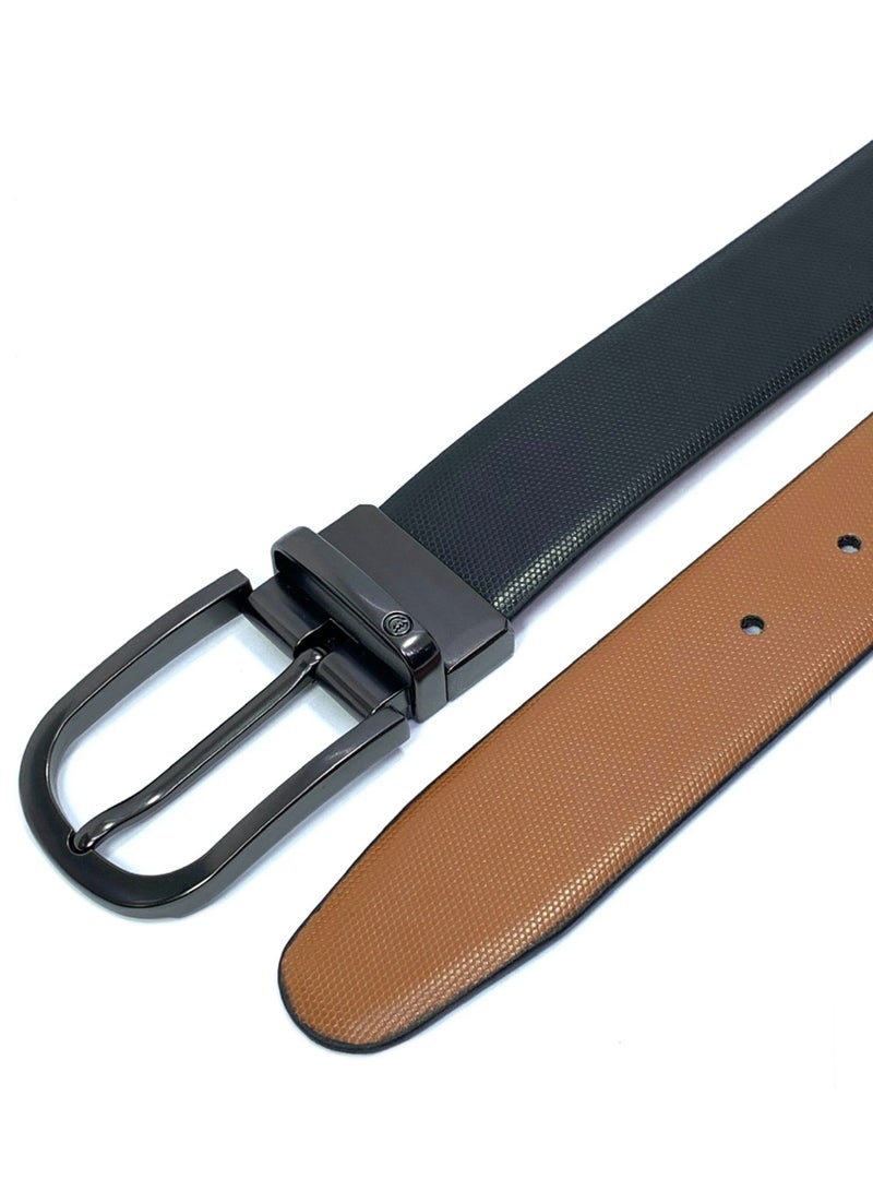 Classic Milano Genuine Leather Reversible Belt for Men | Black & Brown or Tan Formal Belt for Business or Office Wear | Men's Leather Belt - Image 2