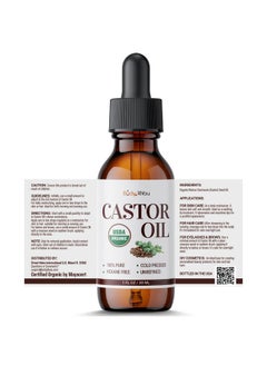 BodyJ4You BodyJ4You Organic Castor Oil for Hair Growth: Natural Serum for Eyelashes and Eyebrows - Glass Bottle 1 Fl Oz  - Image 2