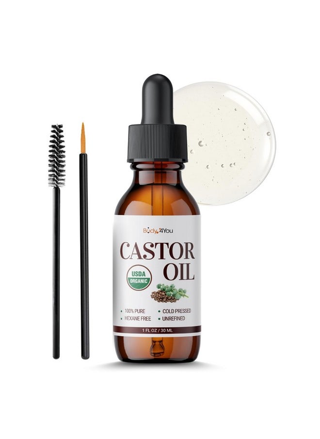BodyJ4You - BodyJ4You Organic Castor Oil for Hair Growth: Natural Serum for Eyelashes and Eyebrows - Glass Bottle 1 Fl Oz - Image 1