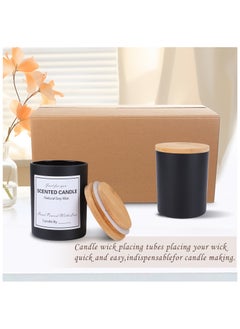 SKYLINK 12 Pack 8oz Black Candle Jars with Bamboo Lids, Complete DIY Candle Making Kit with Wicks, Stickers, Labels, Wick Holders & Glue Dots – Refillable Glass Candle Containers for Homemade Candles  - Image 4