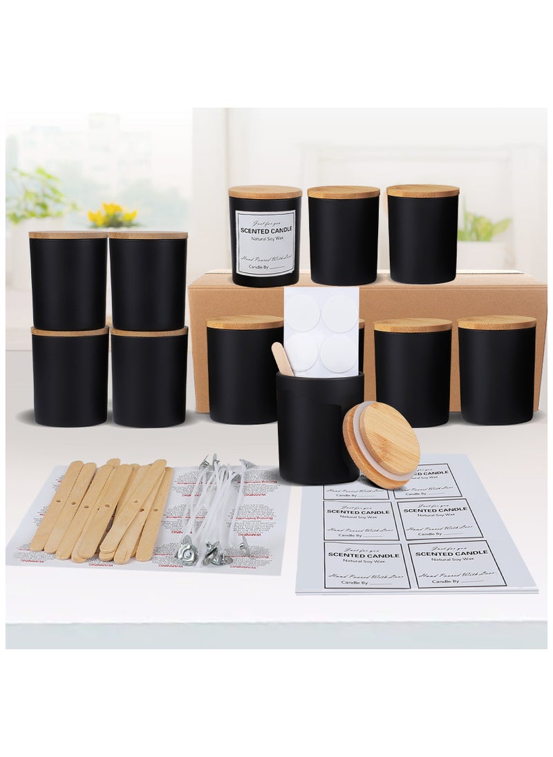 12 Pack 8oz Black Candle Jars with Bamboo Lids, Complete DIY Candle Making Kit with Wicks, Stickers, Labels, Wick Holders & Glue Dots – Refillable Glass Candle Containers for Homemade Candles - pzsku/Z428FC3545AF8E9E8134EZ/45/_/1739011691/825be990-0828-4da4-8454-454547264331