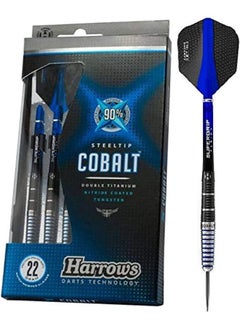Harrows Harrows Cobalt Black-Blue 90% Tungsten Steel Tip Darts, 3 Supergrip Fusion Shafts, 3 Retina Flights (24g)  - Image 1