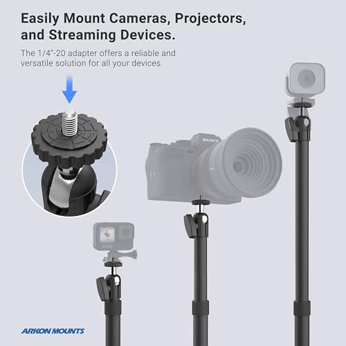 ARKON Mounts Camera Desk Mount Stand with 29" Adjustable Pole | 1/4"-20 Ball Mount for Cameras, Projectors, MEVO | Portable Floor or Desk Camera Stand | Vibration-Resistant Weighted Base - Image 2