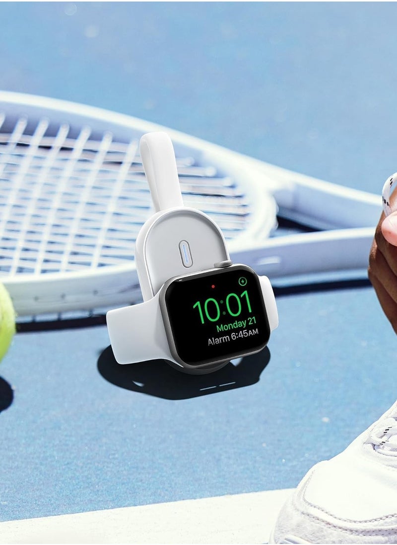 VEGER - VEGER Portable Wireless Charger Magnetic Power Bank for Apple Watch, 1500mAh Watch Battery Pack with Input Cable, Compatible with Apple Watch Series 10/9/8/7/6/5/4/3/2/1/SE/Ultra - White - Image 1