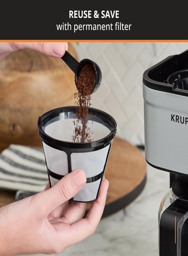 KRUPS Simply Brew Compact 5 Cup Coffee Maker: Stainless Steel Design, Pause & Brew, Keep Warm, Reusable Filter, Drip-Free Carafe - Image 5