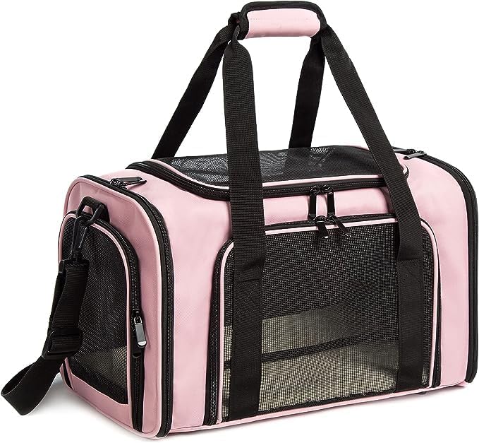 ROSEBB Cat Carrier Dog Carrier Pet Carrier Cat Bags for Small Medium Cats Dogs Puppies of 15 Lbs,of Airline Approved Small Dog Bag Soft Sided,Collapsible Travel Puppy Carrier (Medium, Pink) - Image 1