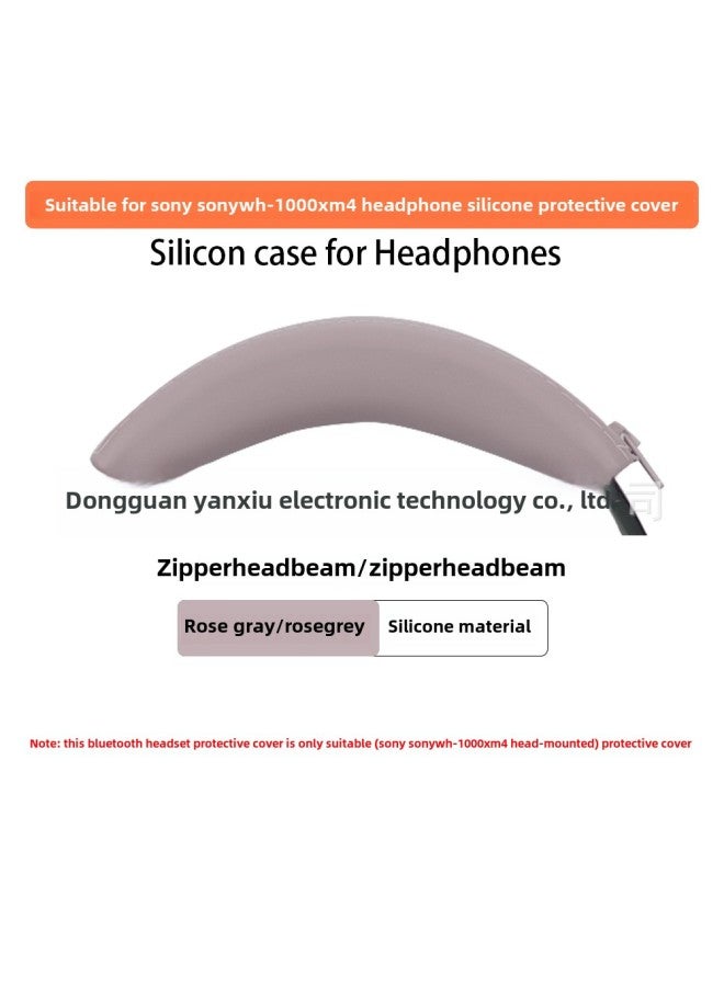 Suitable For SONY SONY WH-1000XM4 Ear Cap Head Beam Cover Skeleton Silicone Earmuffs Earplugs Protective Shell-Color:Zipper Head Beam Cover Rose Gray-Model:Sony WH-1000XM4 - Image 1
