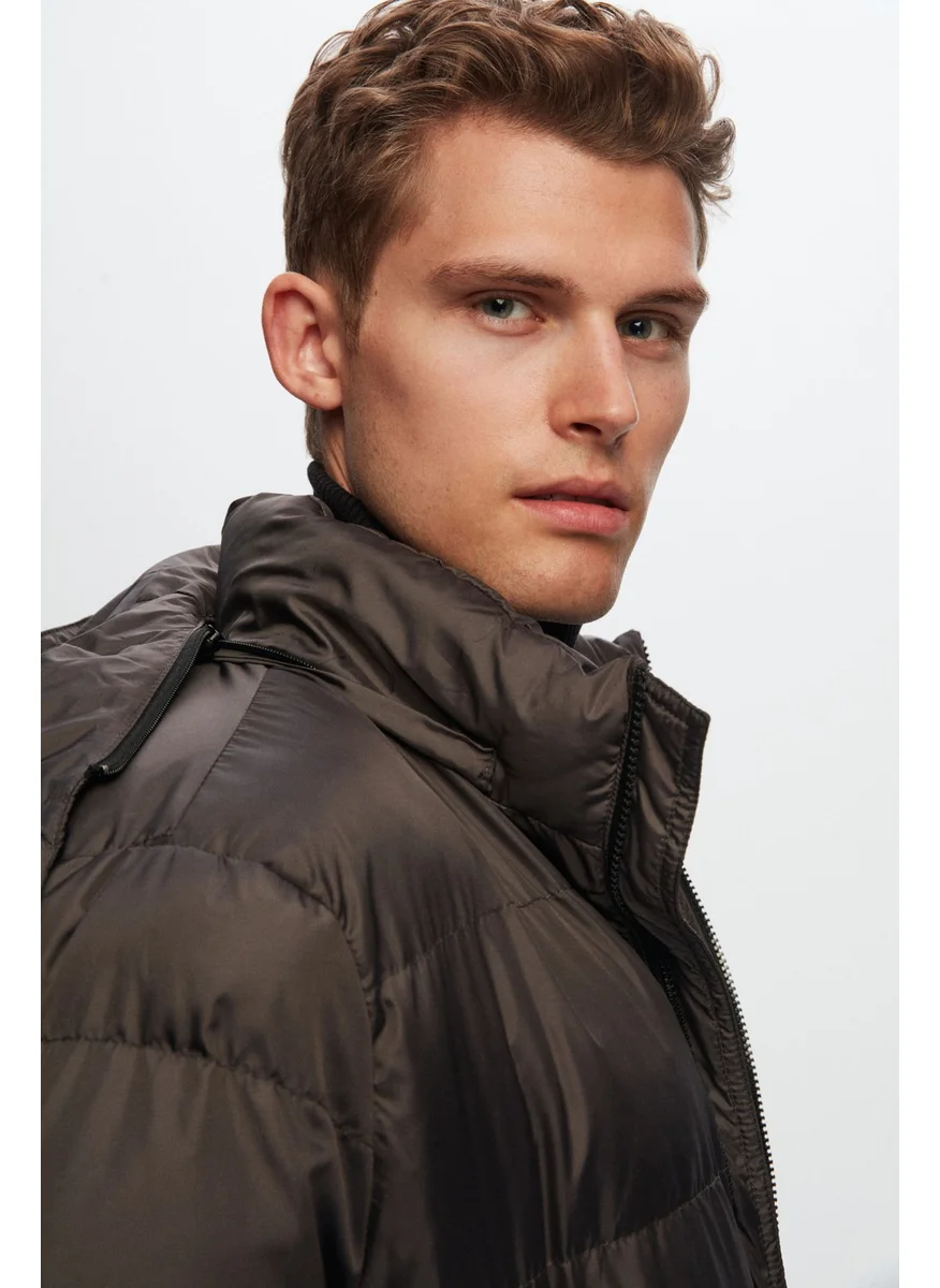 D'S DAMAT Regular Fit Anthracite Windproof Dense Fiber Filled Warm Removable Hooded Winter Coat 1HF07ORT09020