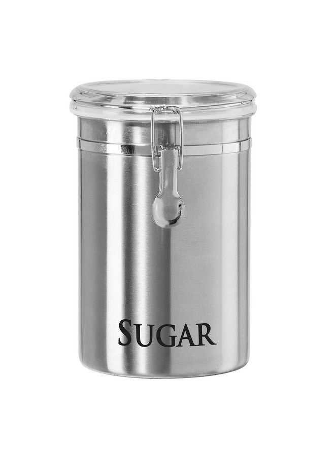 Oggi Stainless Steel Sugar Canister 62 fl oz - Airtight Clamp Lid, Clear See-Thru Top - Ideal Sugar Container for Countertop, Sugar Jar, Bulk Sugar Storage. Large Size 5" x 7.5". - Image 1