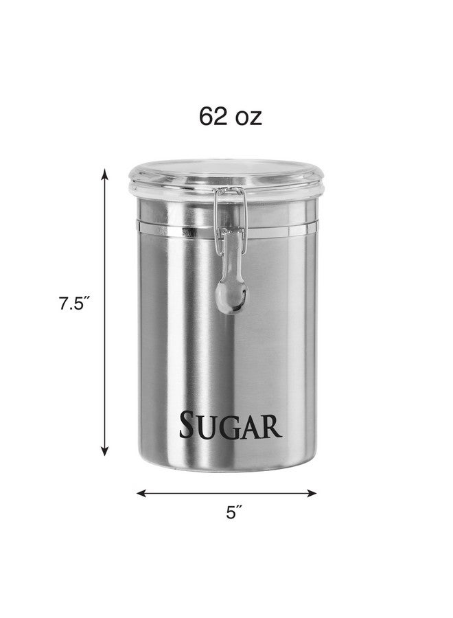 Oggi Stainless Steel Sugar Canister 62 fl oz - Airtight Clamp Lid, Clear See-Thru Top - Ideal Sugar Container for Countertop, Sugar Jar, Bulk Sugar Storage. Large Size 5" x 7.5". - Image 2
