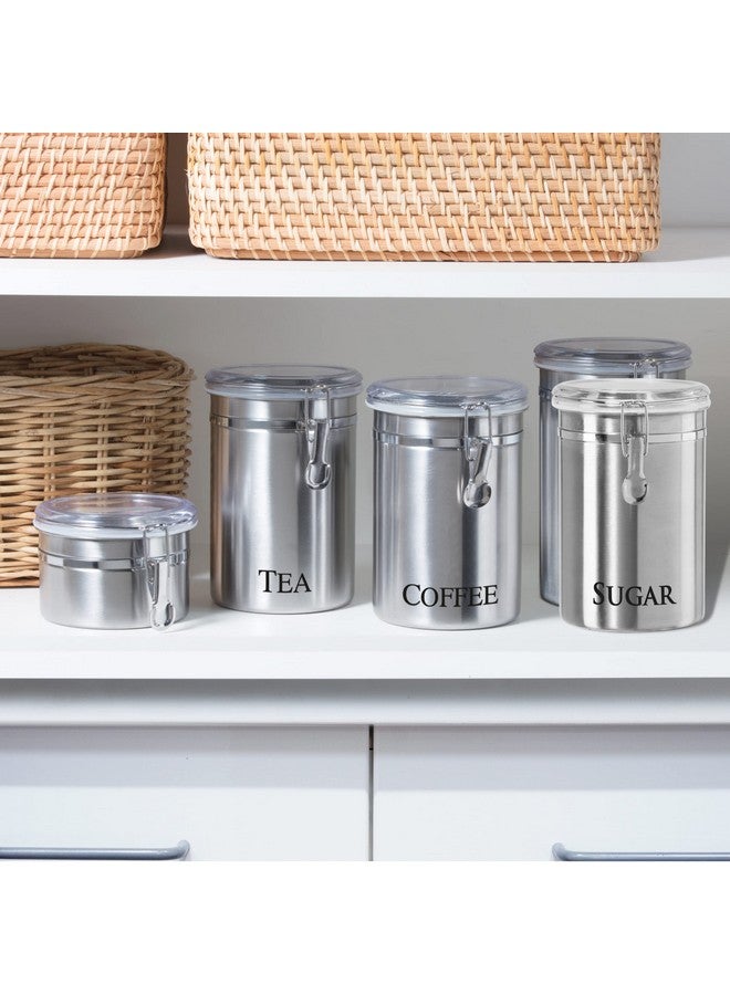 Oggi Stainless Steel Sugar Canister 62 fl oz - Airtight Clamp Lid, Clear See-Thru Top - Ideal Sugar Container for Countertop, Sugar Jar, Bulk Sugar Storage. Large Size 5" x 7.5". - Image 5