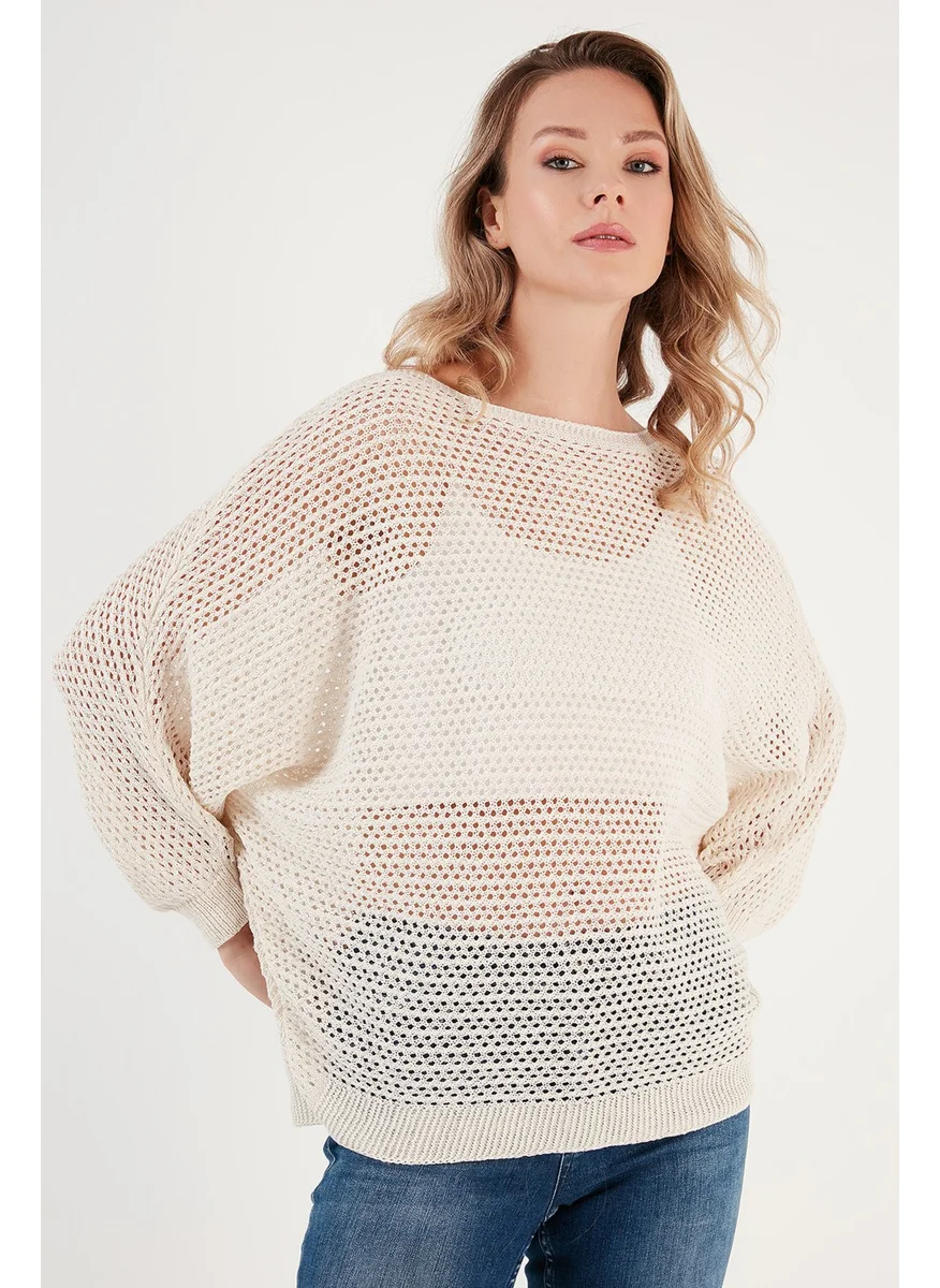 Lela Openwork Bat Sleeve Boat Neck Sweater Women's Sweater 6071571