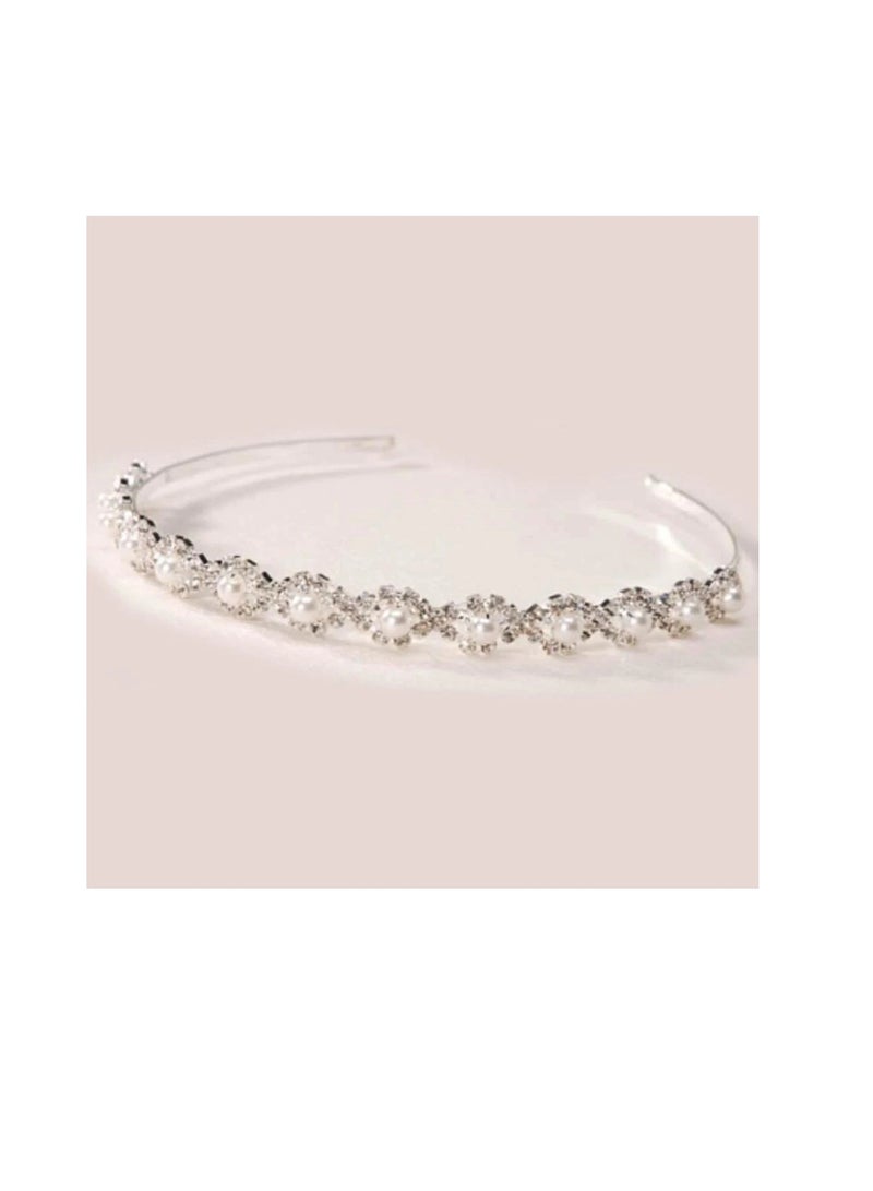 تاج عقال فضة أحجار الراين واللؤلؤ - Image 3