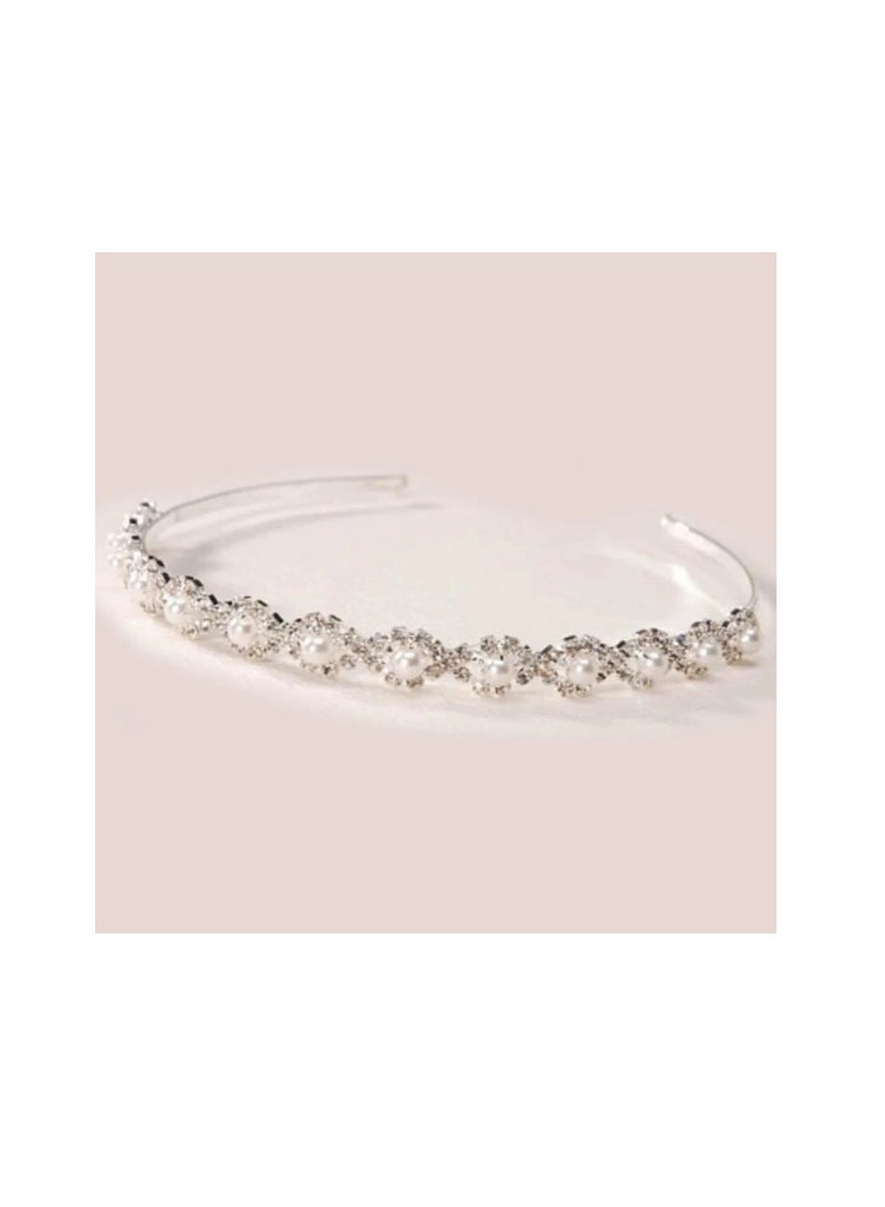 تاج عقال فضة أحجار الراين واللؤلؤ - Image 2