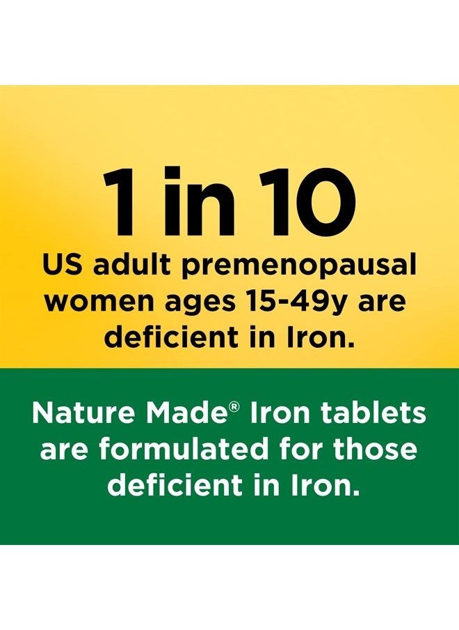 Nature Made - Iron 65 mg (325 mg Ferrous Sulfate) Tablets, Dietary Supplement for Red Blood Cell Support, 180 Tablets, 180 Day Supply - Image 1
