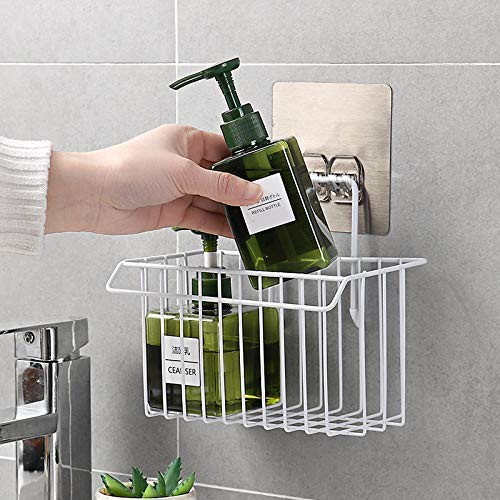 SEMITO Stainless Steel Wall Hanging Bathroom Shower Caddy Basket Shelf for Bathroom Sink Sponge Holder, Shampoo, Cosmetic Liquid and Toothbrush Holder with Kitchen Towel Rack Stand Pack of 1 - Image 2