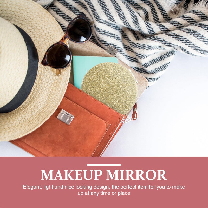 Double Sided Folding Pocket Mirror With Leather Case Compact Travel Makeup Mirror For Women - Image 4