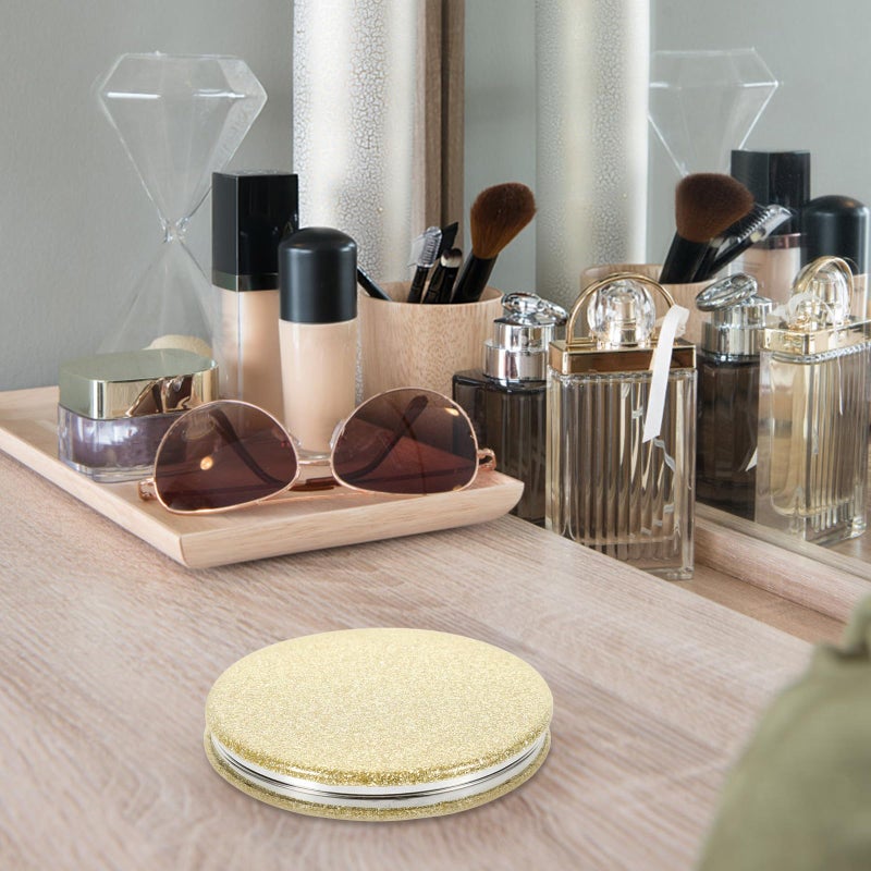 Double Sided Folding Pocket Mirror With Leather Case Compact Travel Makeup Mirror For Women - Image 5