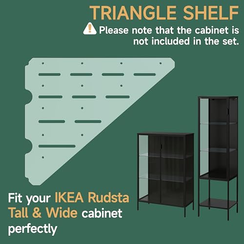 LUVCOSY Acrylic Shelf Compatible with Rudsta Tall & Wide Cabinet - 8mm Thick, Clear Acrylic Shelf Fit for Rudsta Glass Cabinet, Greenhouse Accessories - Triangular, 2 Pack - Image 2