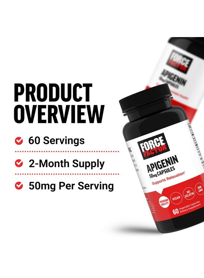 FORCE FACTOR Apigenin Supplement for Relaxation and Stress Support, Powerful Bioflavonoid and Antioxidant, Apigenin 50mg, Premium Quality, Vegan, Non-GMO, 60 Capsules (Packaging May Vary) - Image 3