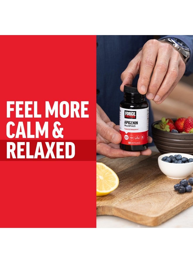 FORCE FACTOR Apigenin Supplement for Relaxation and Stress Support, Powerful Bioflavonoid and Antioxidant, Apigenin 50mg, Premium Quality, Vegan, Non-GMO, 60 Capsules (Packaging May Vary) - Image 5