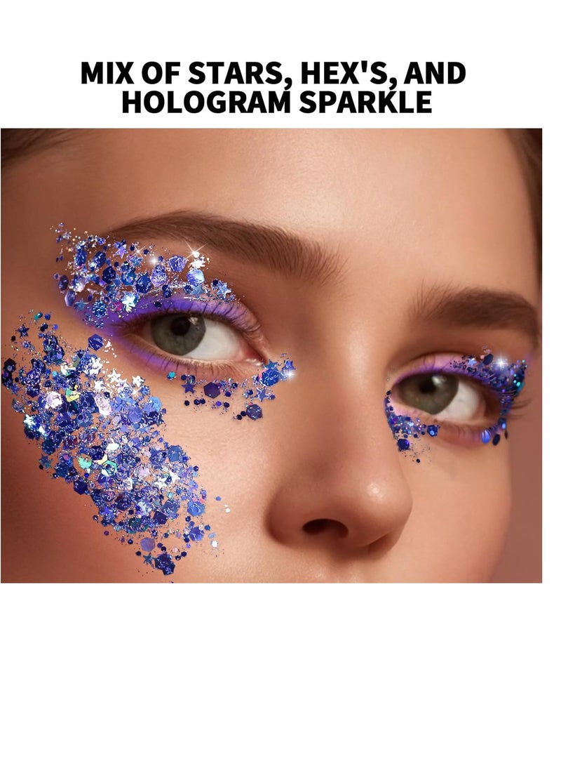 Teenitor Teenitor Face Glitter Body Glitter Makeup Glitter Gel Hair Glitter, 12 Colors Body and Face Glitter Gel for Halloween Makeup, Star Glitter for Face, Body, Hair, 10g/Color  - Image 3