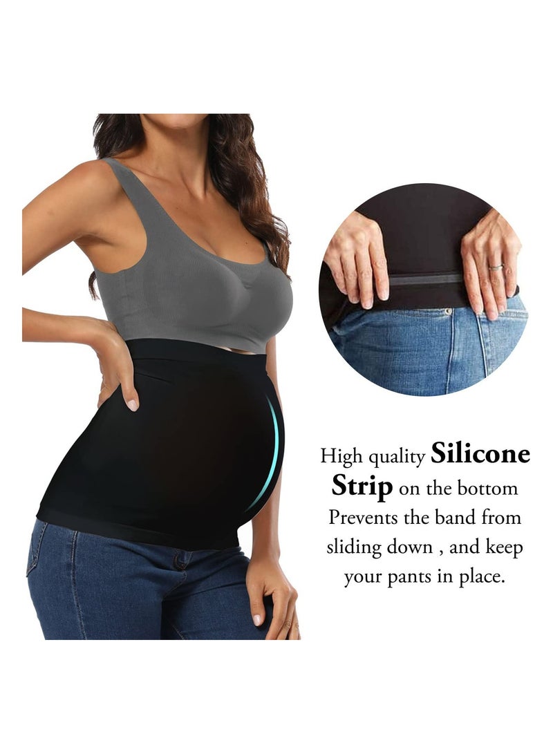 SOLARAE 3 Pcs Womens Maternity Belly Band for Pregnancy Non-slip Silicone Stretch Pregnancy Support Belly Belt Bands Seamless Stretch Belly Belt Support for All Stage of Pregnancy Size M - Image 2