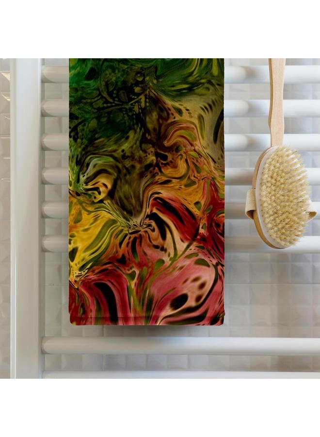 3DROSE 3D Rose Picture of Burgundy Gold N Olive Green Abstract Painting Hand/Sports Towel, 15 x 22 - Image 2