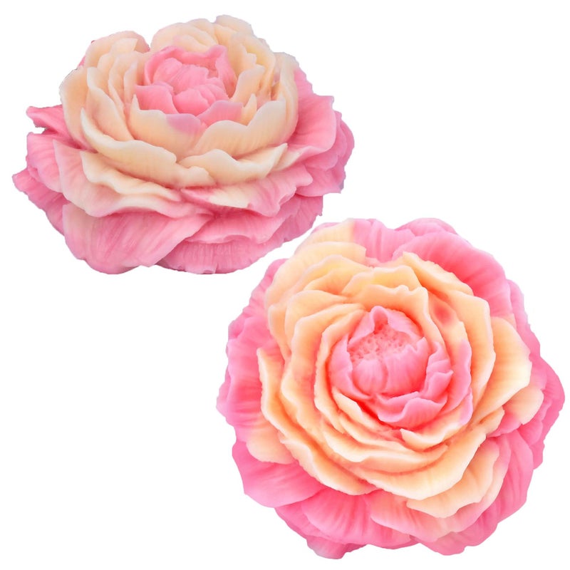 2 Pack Peony Flower Soap  Candle Mold  Silicone 3D Molds for Candy  Home Decor  Resin Casting  Making Molds