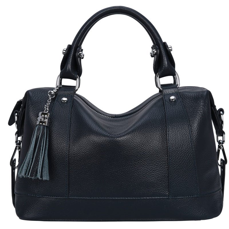 HESHE Womens Genuine Leather Handbags Purse Crossbody Satchel Tote Bags Ladies Real Leather Bags (Dark Blue) - Image 3