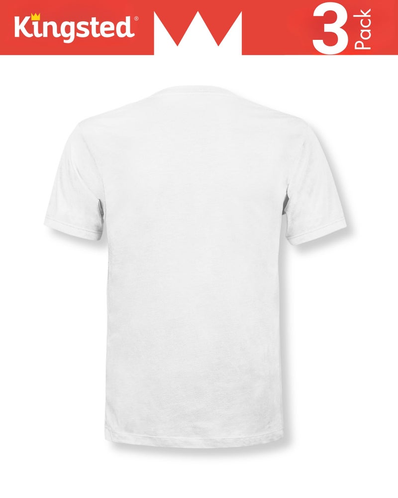 Kingsted Mens Short Sleeve Crew Neck T-Shirts (White, X-Large) - Image 3