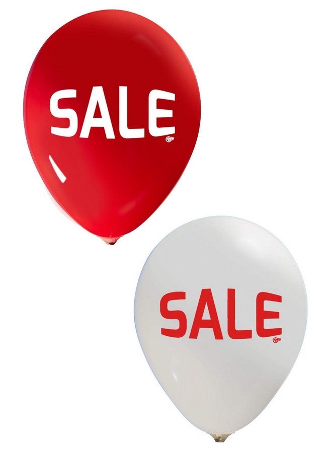 هونج كونج بالونز عبوة مطاطية مكونة من 50 بالونة مطبوعة "تخفيضات" لتزيين حفلات أعياد الميلاد ومستلزمات الحفلات - بالونات باللونين الأحمر والأبيض