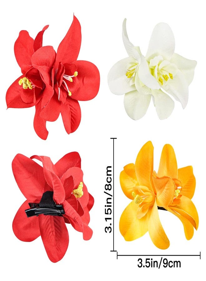 FERCAISH 6Pcs Flower Hairpin, Artificial Tropical Hair Clip for Seaside Holiday, Bridal Accessories, 3 Colors Hawaiian Orchid Hairpin for Women and Girls - Image 4