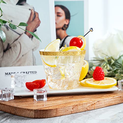 Ciaell 300PCS Gold Plastic Cups - 9Oz Heavy Duty Plastic Cups - Gold Rimmed Disposable Cup - Disposable Clear Wine Cup with Gold Rim for Party & Wedding & Thanksgiving - Image 5