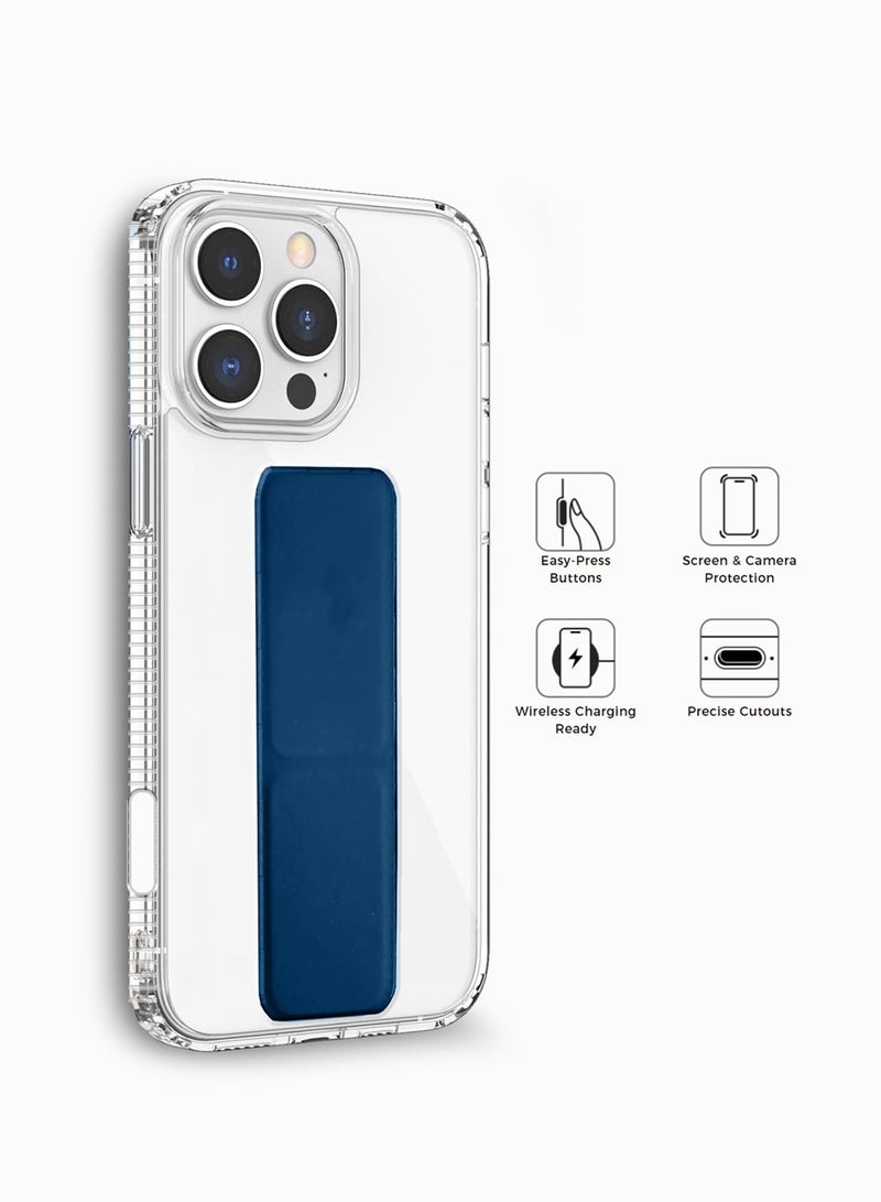 Wtech Apple iPhone 16 Pro Max 2024 TPU Hand Grip Air Pillow Case Cover - Clear/Navy Blue - Image 2