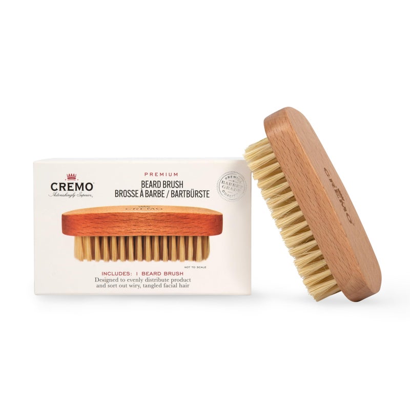 Cremo Beard Accessories, 100% Boar Bristle Beard Brush with Wood Handle - Shape, Style And Groom Any Length Facial Hair - Image 1
