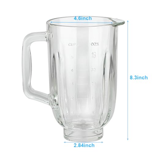 LMEI Replacement Parts 5-Cup Glass Jar with Lid,Compatible with Black&Decker Blender BL1110RG/ BL1220SG/ BL2020/ BL1820SGM - Image 3