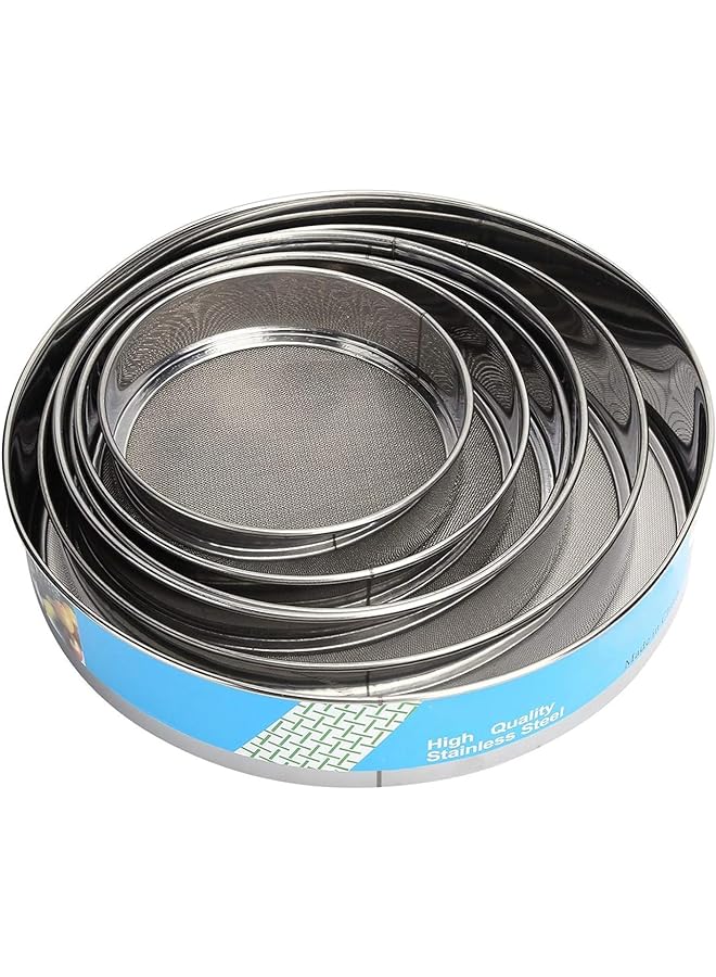 إي سي في في 6 قطع من مصافي الدقيق للخبز، 6 مقاسات من الفولاذ المقاوم للصدأ، مصفاة شبكية دائرية دقيقة، مصافي طعام مع 40 شبكة، مصفاة مطبخ، منخل للخبز، تزيين الكعك - Image 1