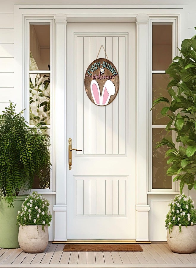 وولاين لافتة خشبية معلقة لعيد الفصح من Whaline، على شكل أرنب، لافتة ترحيبية للباب، لافتة ريفية لباب المنزل الأمامي، مناسبة لعطلة الربيع، ديكور داخلي وخارجي للمنزل والشرفة والنافذة - Image 3