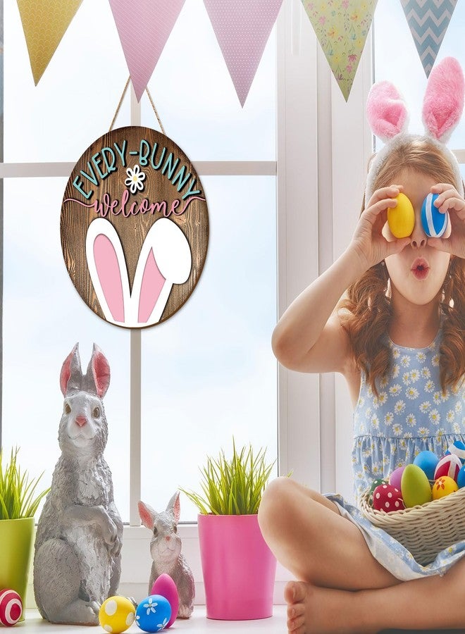 وولاين لافتة خشبية معلقة لعيد الفصح من Whaline، على شكل أرنب، لافتة ترحيبية للباب، لافتة ريفية لباب المنزل الأمامي، مناسبة لعطلة الربيع، ديكور داخلي وخارجي للمنزل والشرفة والنافذة - Image 4