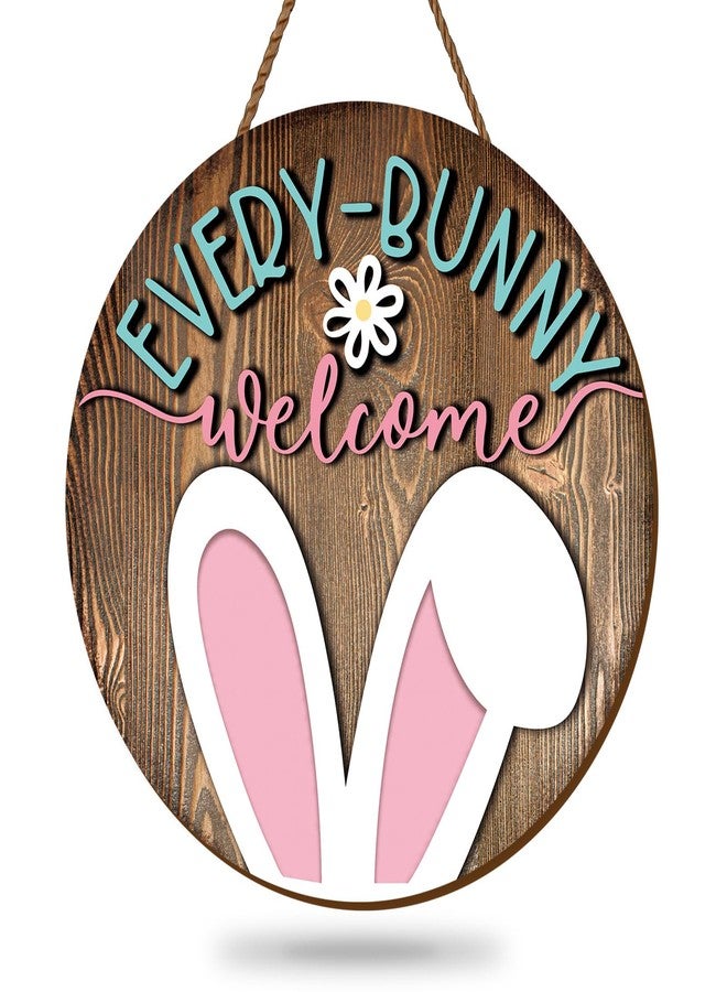 وولاين لافتة خشبية معلقة لعيد الفصح من Whaline، على شكل أرنب، لافتة ترحيبية للباب، لافتة ريفية لباب المنزل الأمامي، مناسبة لعطلة الربيع، ديكور داخلي وخارجي للمنزل والشرفة والنافذة - Image 1
