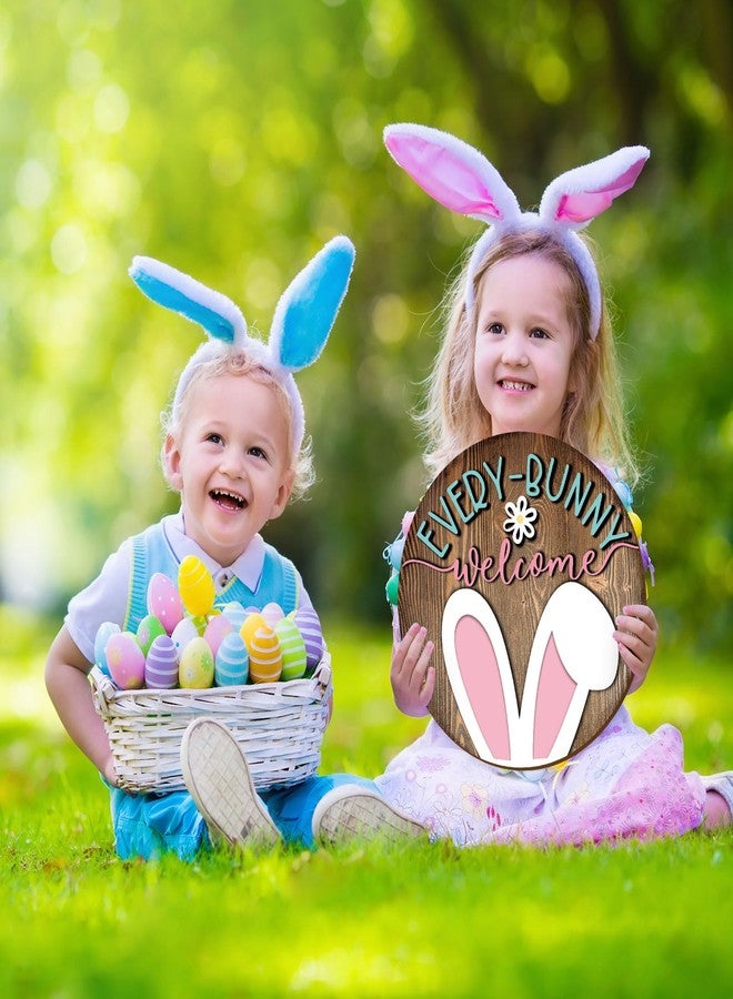 وولاين لافتة خشبية معلقة لعيد الفصح من Whaline، على شكل أرنب، لافتة ترحيبية للباب، لافتة ريفية لباب المنزل الأمامي، مناسبة لعطلة الربيع، ديكور داخلي وخارجي للمنزل والشرفة والنافذة - Image 5