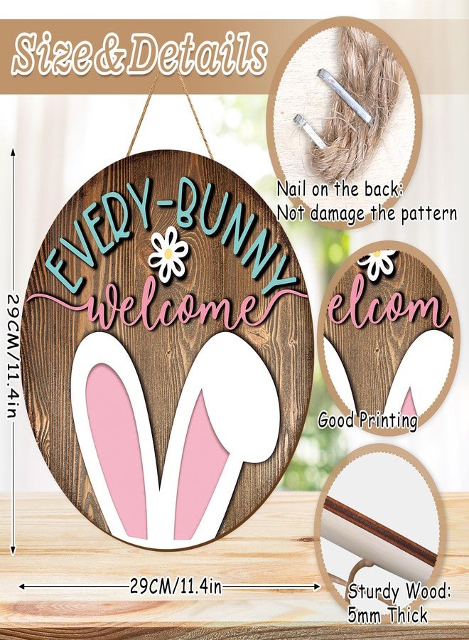 وولاين لافتة خشبية معلقة لعيد الفصح من Whaline، على شكل أرنب، لافتة ترحيبية للباب، لافتة ريفية لباب المنزل الأمامي، مناسبة لعطلة الربيع، ديكور داخلي وخارجي للمنزل والشرفة والنافذة - Image 2