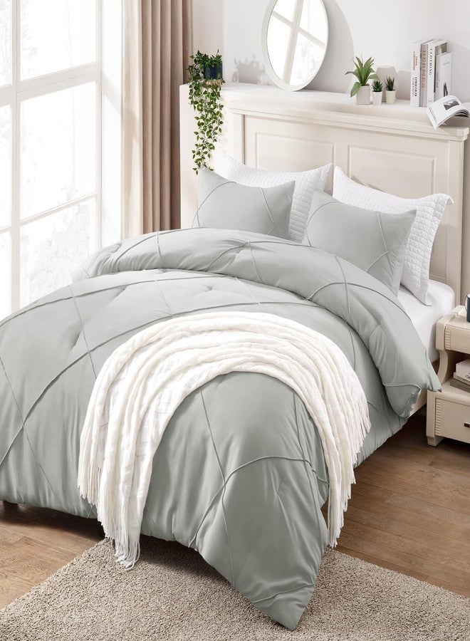 BYSURE 3 Pieces King Comforter Set(Grey), Lightweight Bedding Set with 2 Pillow Shams, Down Alternative Diamond Stitched Bedding Comforter for All Season - Image 1