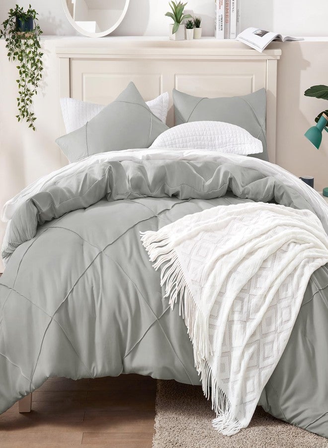 BYSURE 3 Pieces King Comforter Set(Grey), Lightweight Bedding Set with 2 Pillow Shams, Down Alternative Diamond Stitched Bedding Comforter for All Season - Image 2