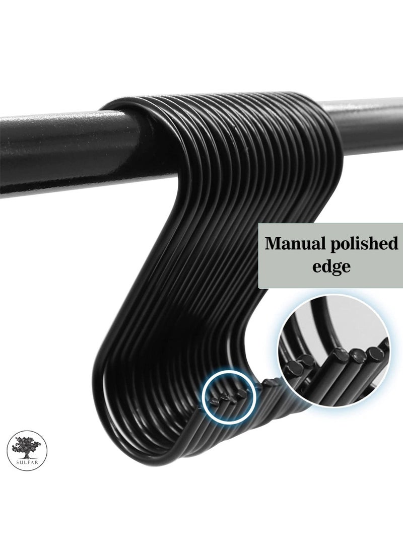 sulfar - MS Heavy Duty S Hooks for Hanging S Shaped Hooks for Hanging S Hooks for Kitchen, Clothes, Office, Steel S Hooks, Cloth Hanger Hook (Pack of 12) Black - Image 1