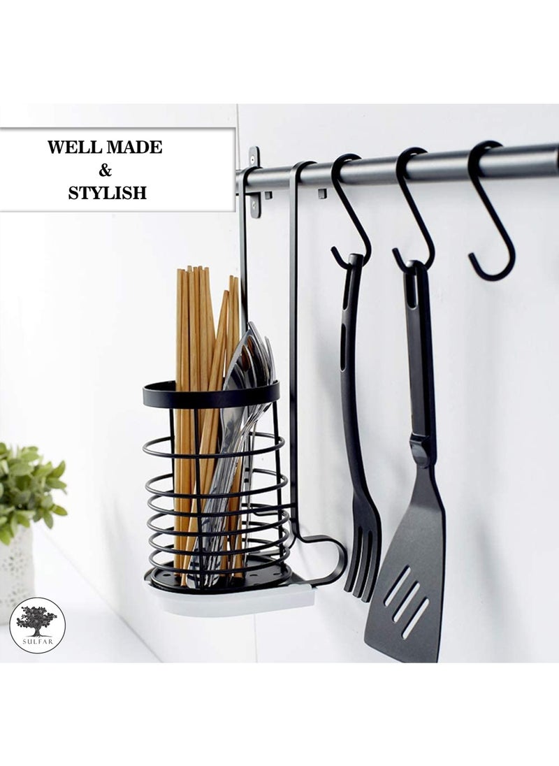 sulfar - MS Heavy Duty S Hooks for Hanging S Shaped Hooks for Hanging S Hooks for Kitchen, Clothes, Office, Steel S Hooks, Cloth Hanger Hook (Pack of 12) Black - Image 1